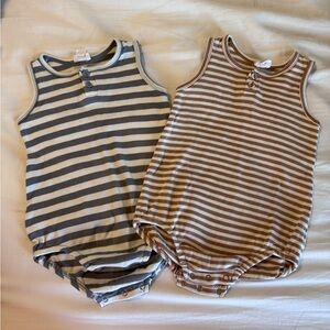 Jamie Kay Striped Bodysuits in Gray and Brown